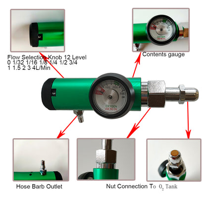 Ready Stock Oxigen Cylinder Regulator Factory Price Mounted Pressure Flow Adjustable Medical Oxygen Regulator